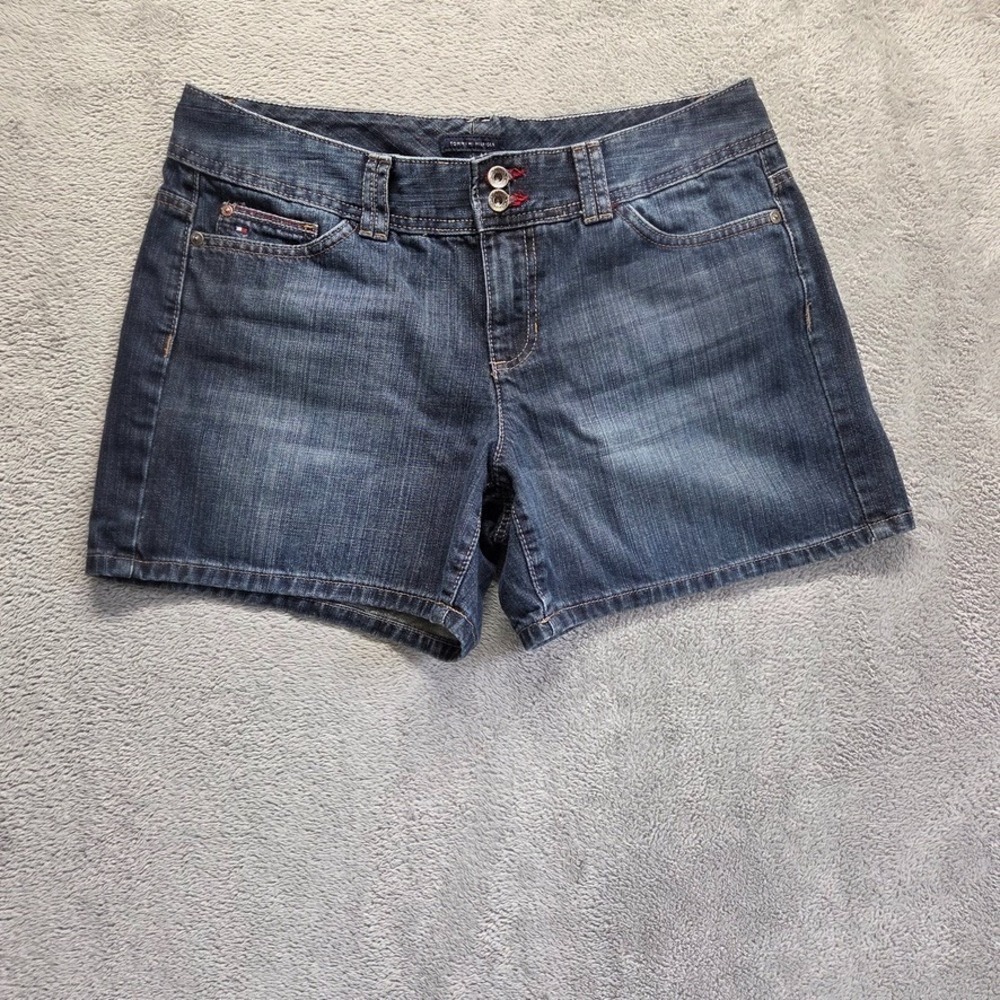 Tommy Hilfiger Shorts Womens 10‎ Blue Boyfriend Mid Rise 4" Inseam Dark Denim